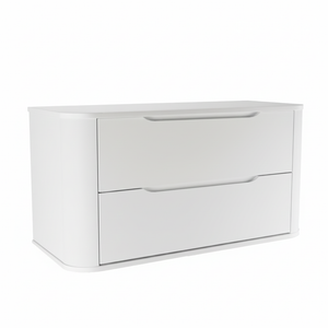 Szafka pod umywalkę Luma 100 cm Biały Mat – dwie pojemne szuflady z systemem SOFT CLOSE, bezuchwytowy front, bezpieczne zaokrąglone boki, nowoczesna szafka łazienkowa do łazienki.