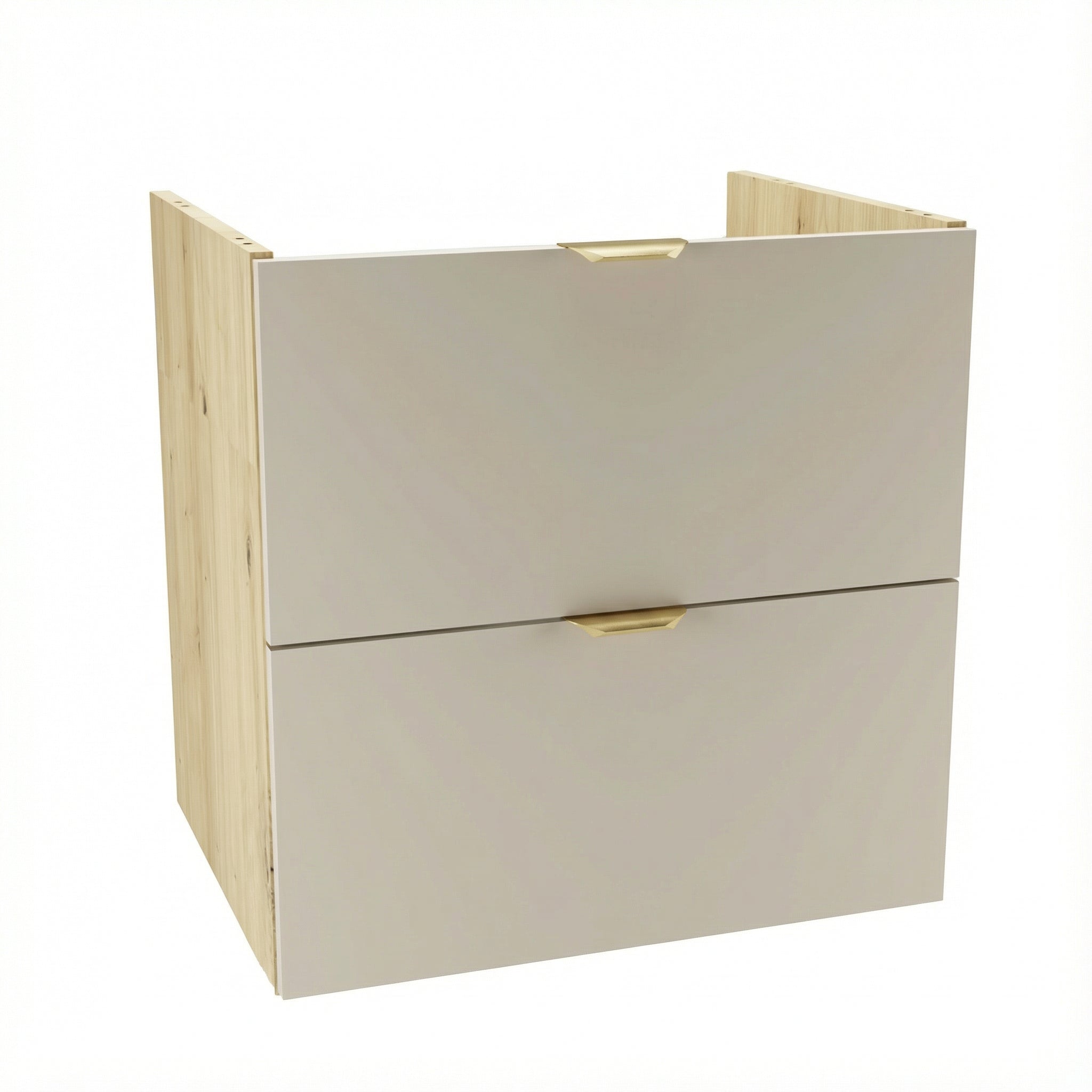 Szafka pod umywalkę Orio 60 cm Kaszmir/Dąb Artisan z dwiema szufladami do nowoczesnej łazienki.