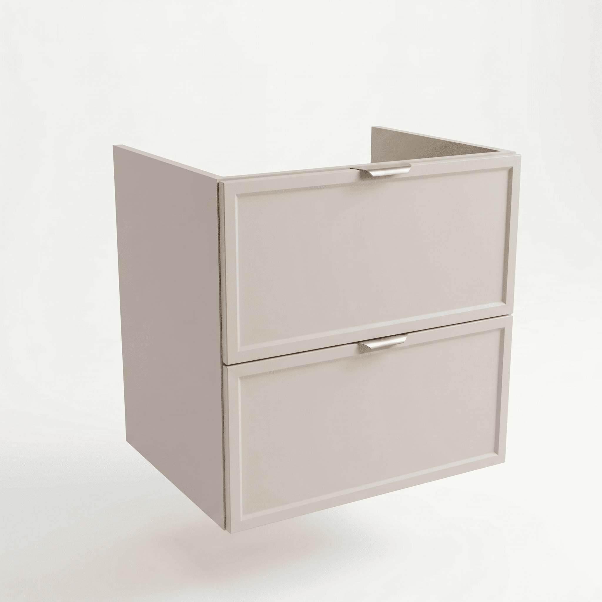 Szafka pod umywalkę 60 cm Roma Kaszmir z szufladami bez blatu – minimalistyczny, elegancki mebel łazienkowy w jednolitej kolorystyce