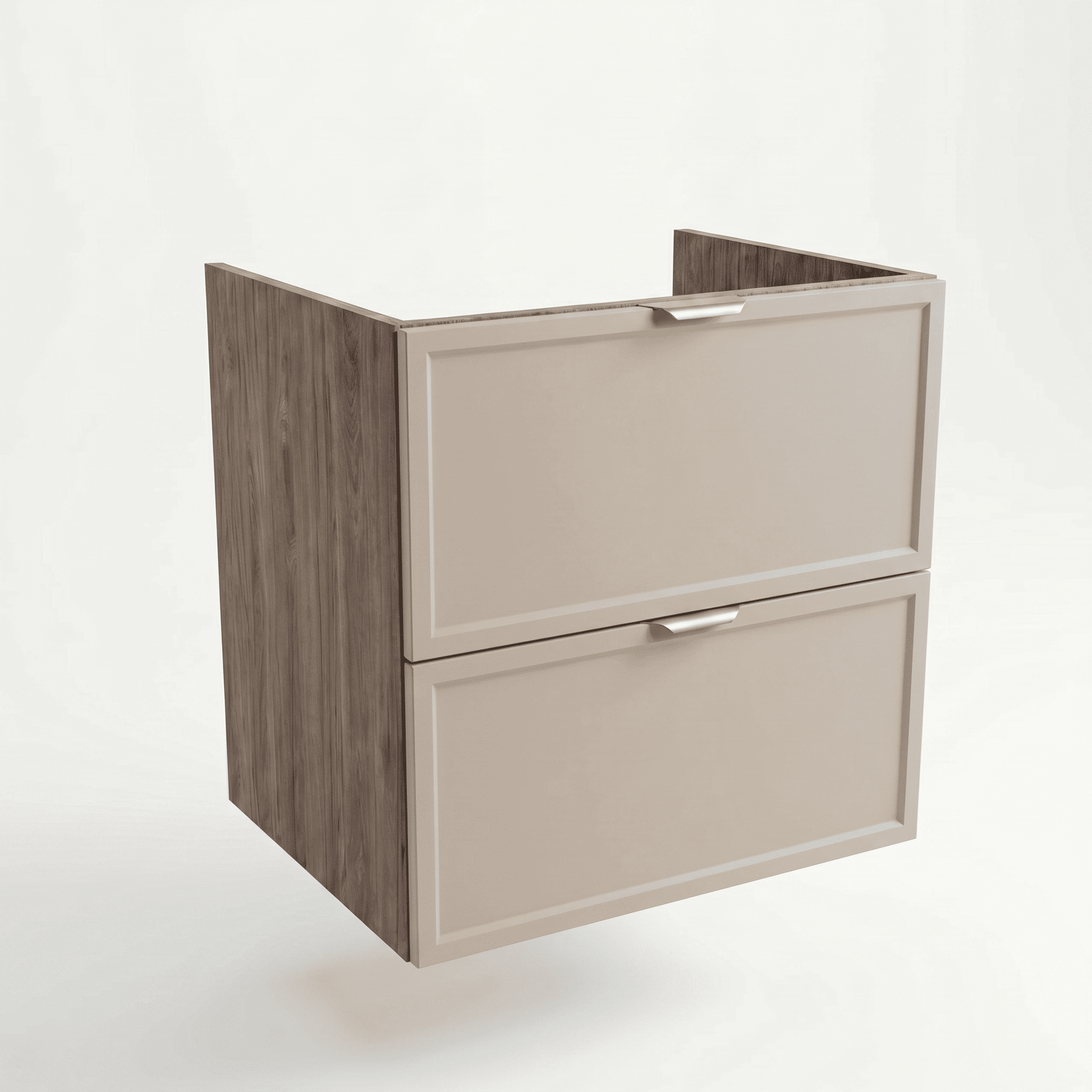 Szafka pod umywalkę 60 cm Roma Kaszmir/Orzech Ciemny z szufladami bez blatu – elegancki, kontrastowy mebel łazienkowy w systemie modułowym
