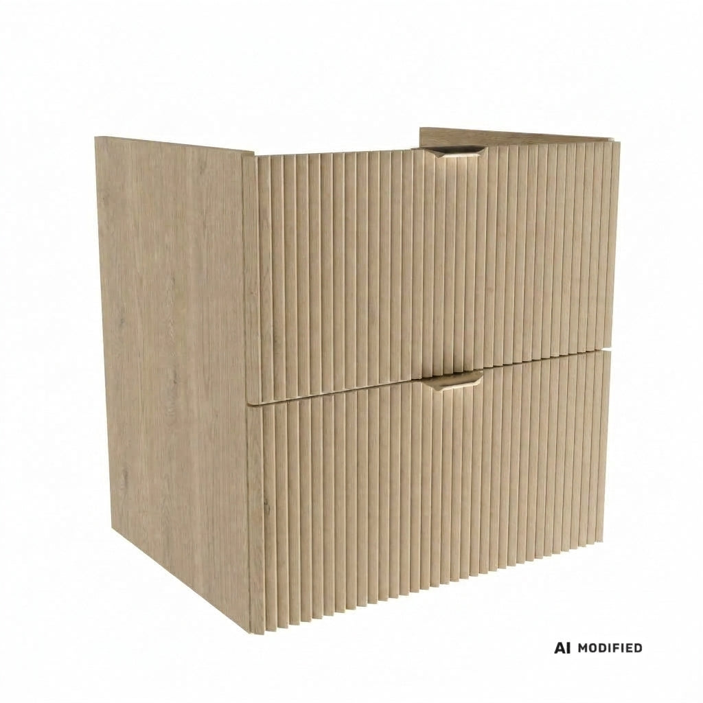Szafka pod umywalkę 60 cm Willy Dąb Cremona z ryflowanymi frontami i 2 szufladami