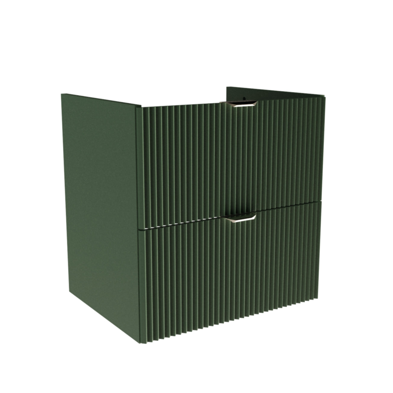 Szafka pod umywalkę 60 cm szałwiowa z ryflowanymi frontami i dwiema szufladami, elegancka szafka łazienkowa do stylowej łazienki.