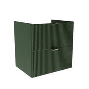Szafka pod umywalkę 60 cm szałwiowa z ryflowanymi frontami i dwiema szufladami, elegancka szafka łazienkowa do stylowej łazienki.
