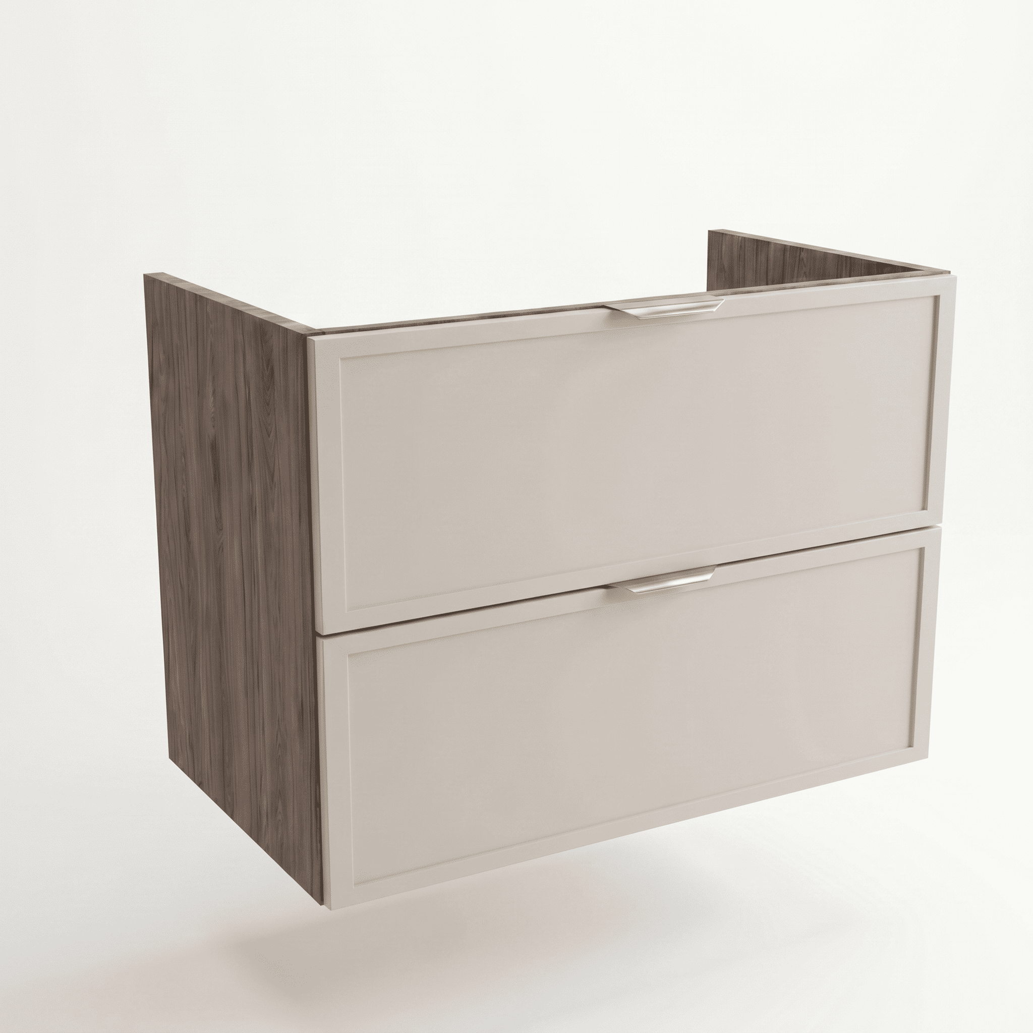 Szafka pod umywalkę 80 cm Roma Kaszmir/Orzech Ciemny z szufladami bez blatu – elegancki, pojemny mebel łazienkowy o kontrastowym wykończeniu