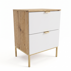 Szafka pod umywalkę Orio 60 cm biała dąb artisan z 2 szufladami Soft-Close i metalowym stelażem