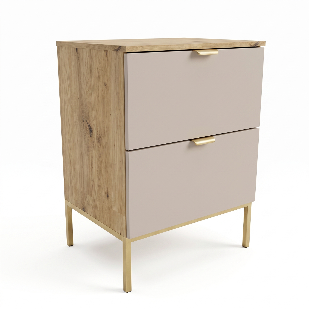 Szafka pod umywalkę Orio 60 cm kaszmir dąb artisan z 2 szufladami Soft-Close i metalowym stelażem