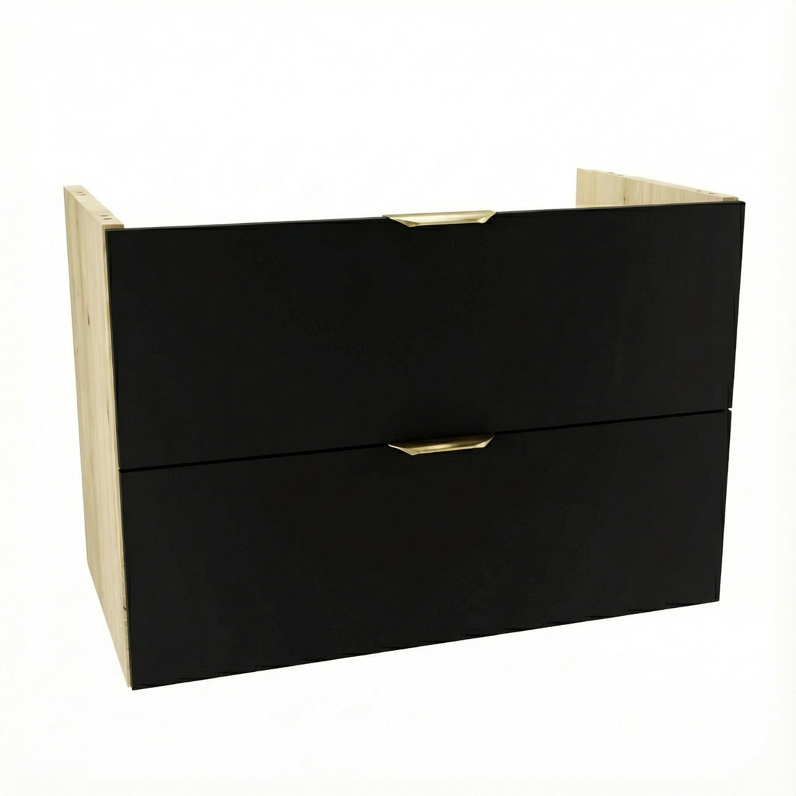 Szafka pod umywalkę 80 cm Orio - czarna szafka łazienkowa z 2 szufladami, korpus dąb Artisan, bez blatu.