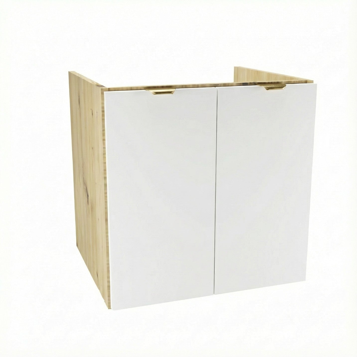 Szafka pod umywalkę 60 cm Orio Biała/Dąb artisan - nowoczesna szafka łazienkowa z drzwiami i półką, mebel do łazienki bez blatu.