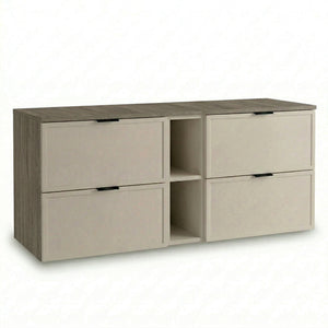 Szafka pod umywalkę 140 cm kaszmir orzech ciemny Roma z regałem łazienkowa MDF front kaszmir korpus orzech ciemny soft close
