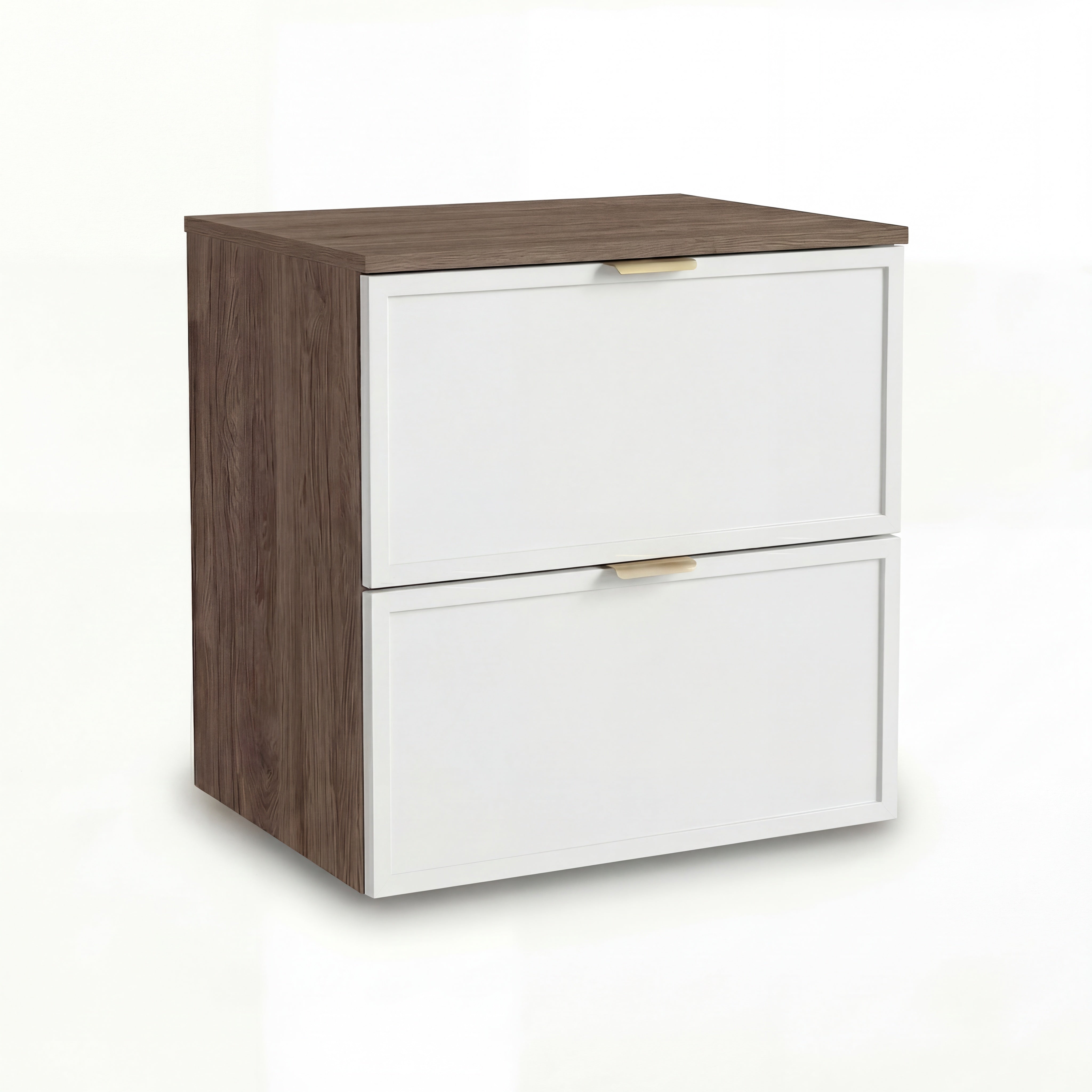 Szafka pod umywalkę Roma 60 cm Biały/Ciemny Orzech z szufladami soft-close – elegancka i praktyczna do łazienki.