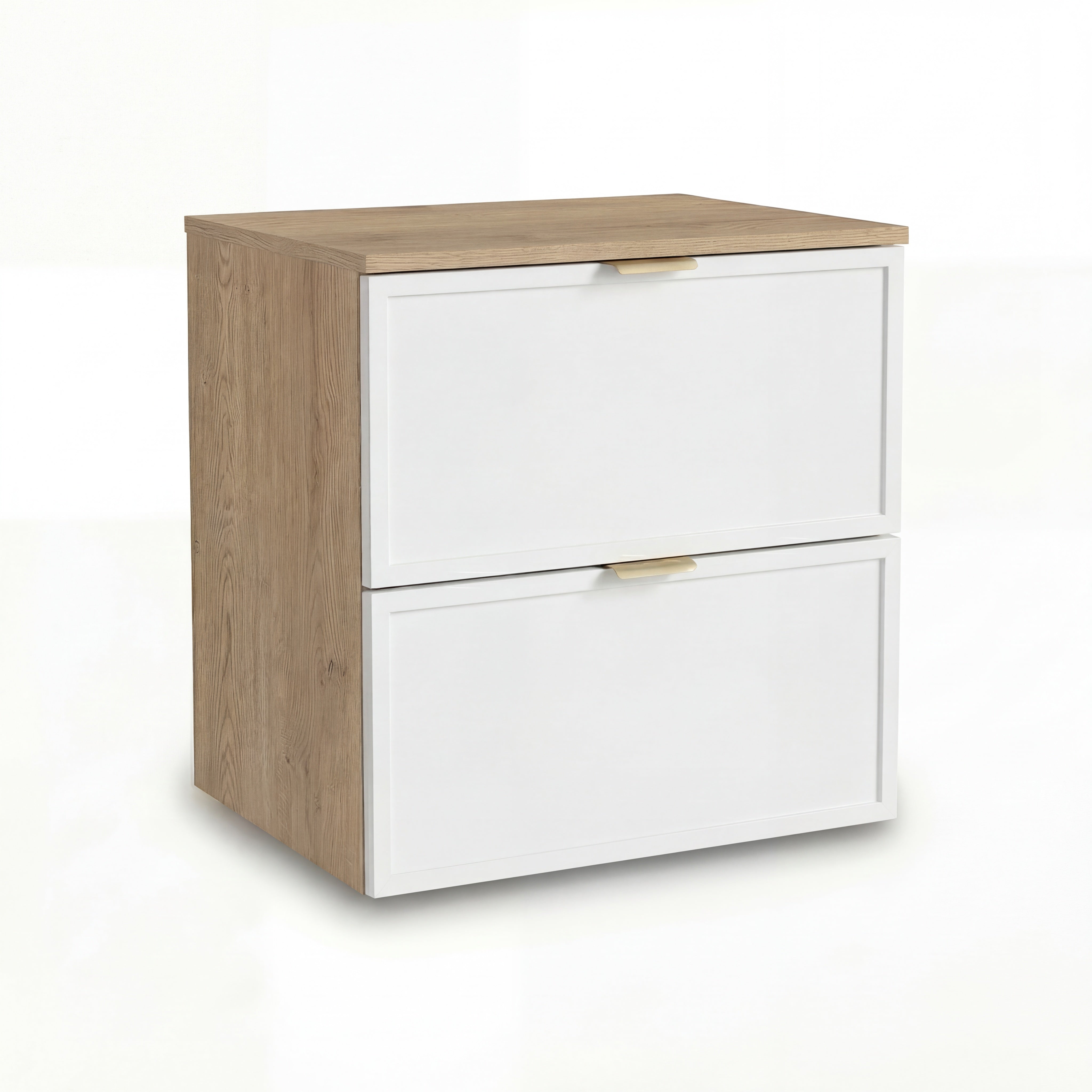 Szafka pod umywalkę Roma 60 cm Biały/Dąb Cremona z szufladami soft-close – elegancka i praktyczna do łazienki.