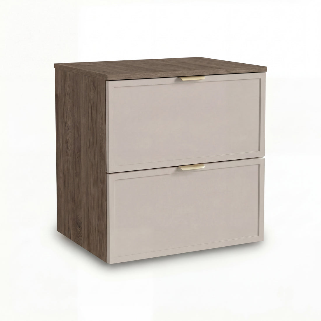 Szafka pod umywalkę Roma 60 cm Kaszmir/Orzech ciemny z szufladami soft-close – elegancka i funkcjonalna do łazienki.