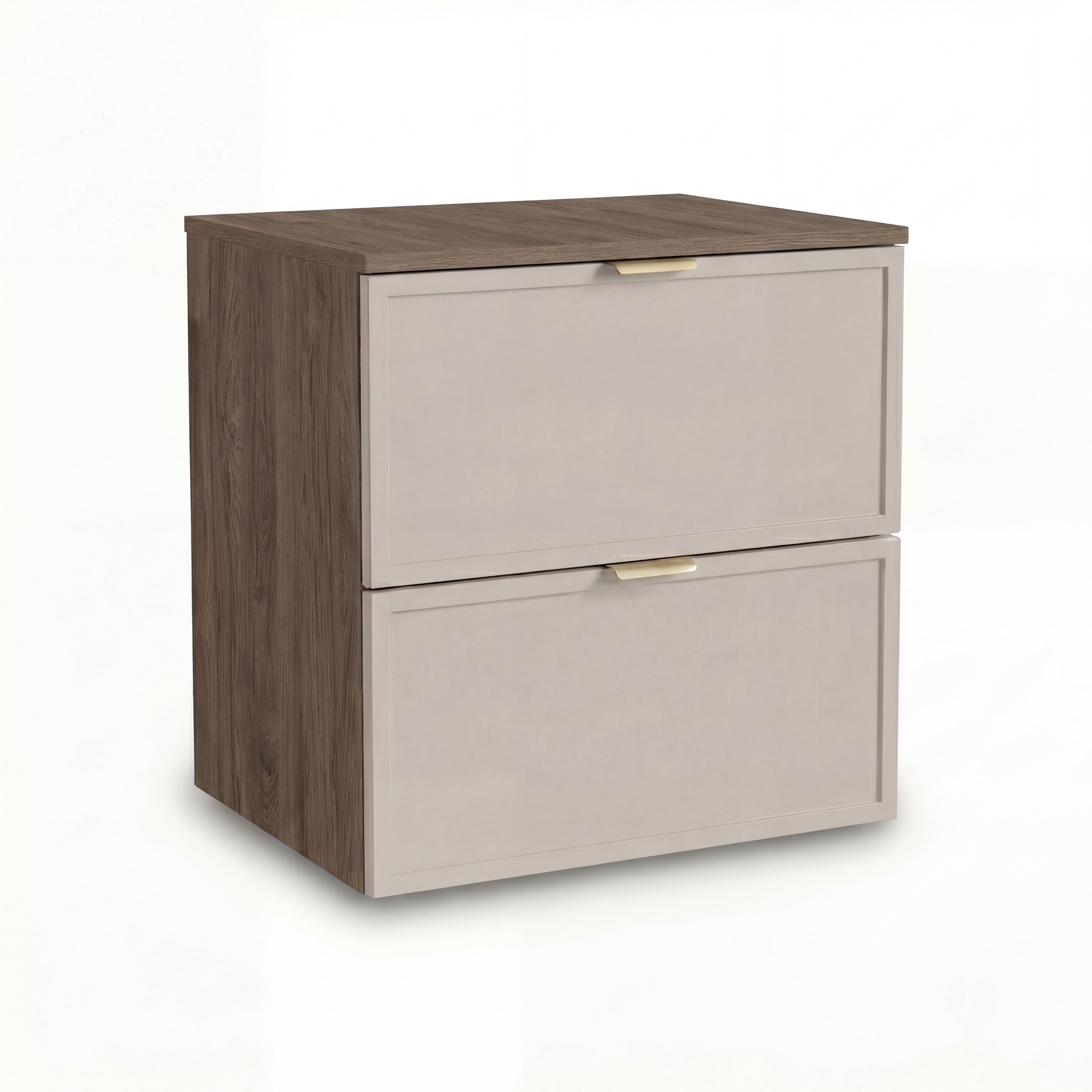 Szafka pod umywalkę Roma 60 cm Kaszmir/Orzech ciemny z szufladami soft-close – elegancka i funkcjonalna do łazienki.
