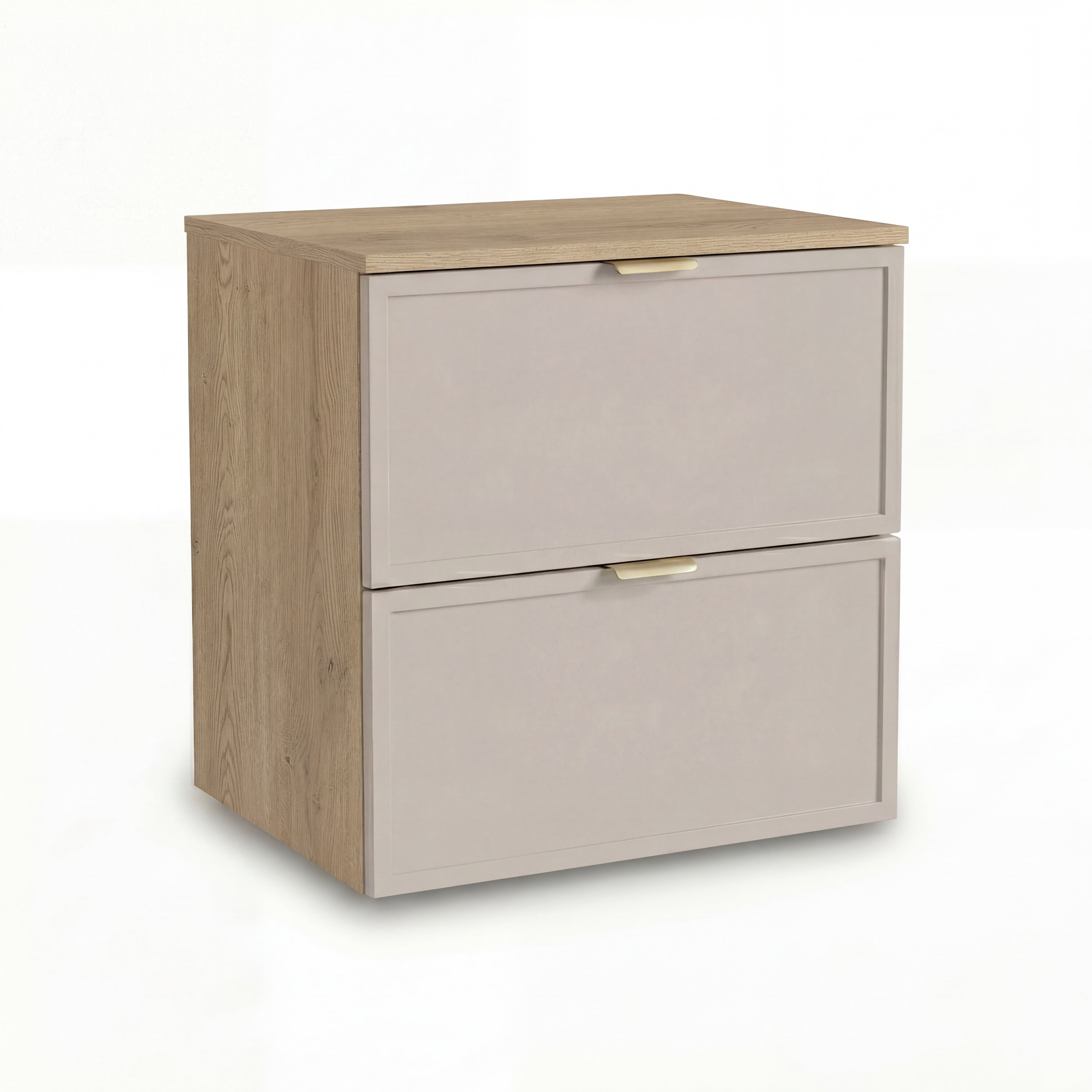 Szafka pod umywalkę Roma 60 cm Kaszmir/Dąb Cremona z szufladami soft-close – elegancka i funkcjonalna do łazienki.