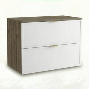 Szafka pod umywalkę Roma 80 cm Biały/Ciemny Orzech z 2 szufladami SOFT-CLOSE – elegancka i funkcjonalna szafka łazienkowa.