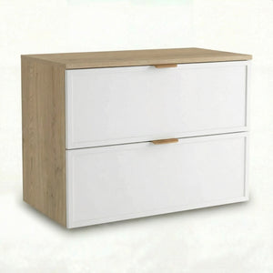 Szafka pod umywalkę Roma 80 cm Biały/Dąb Cremona z 2 szufladami SOFT-CLOSE – elegancka i funkcjonalna szafka łazienkowa.