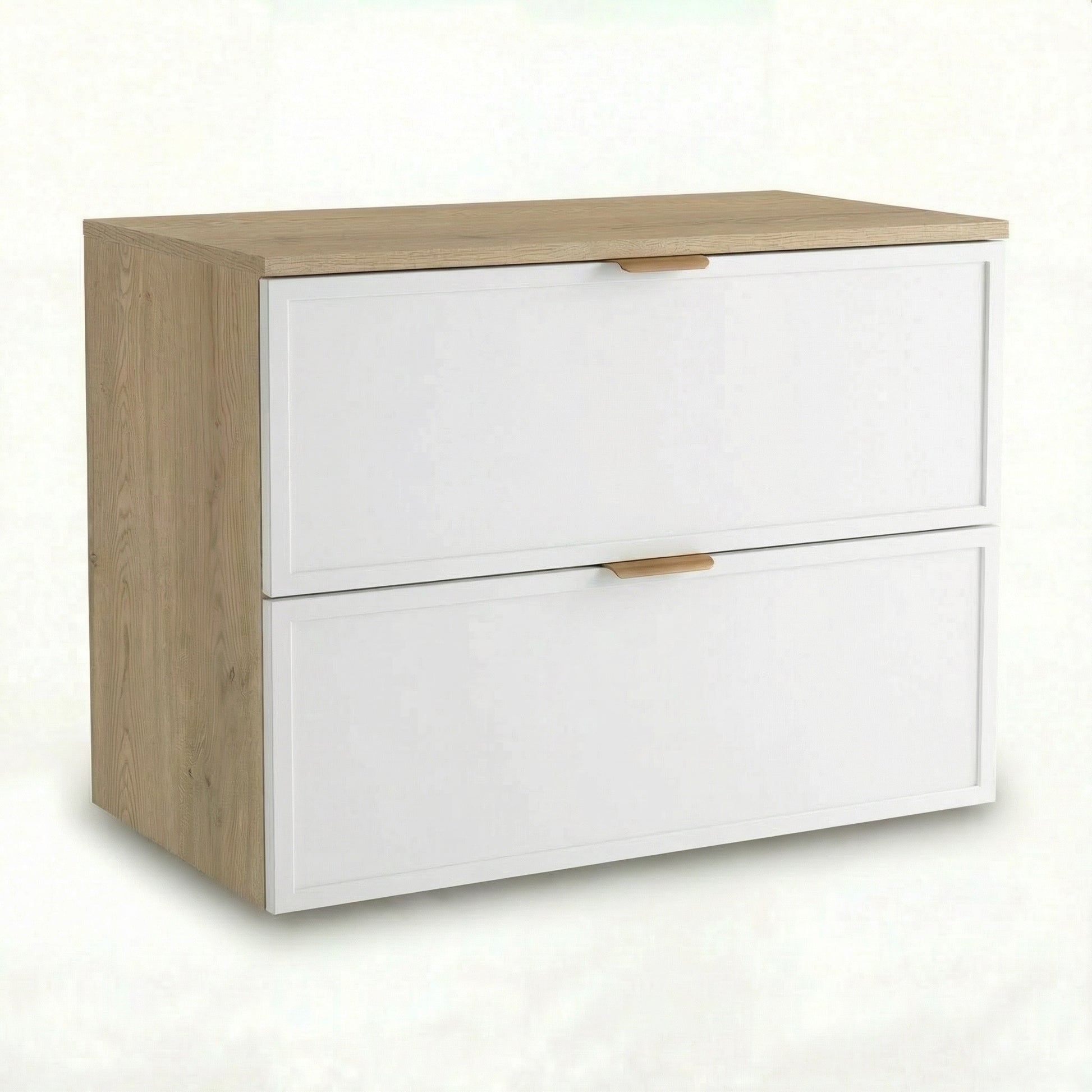 Szafka pod umywalkę Roma 80 cm Biały/Dąb Cremona z 2 szufladami SOFT-CLOSE – elegancka i funkcjonalna szafka łazienkowa.