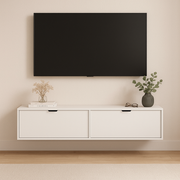 Szafka RTV 140 cm Aura - wisząca Biały