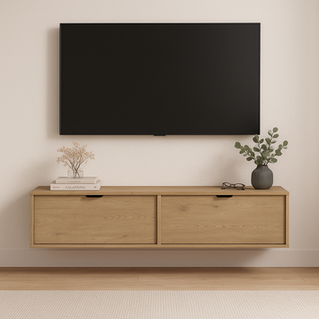 Szafka RTV 140 cm Aura - wisząca Dąb Cremona