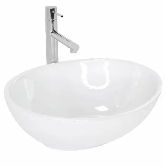 Umywalka nablatowa Sofia 40 cm biała ceramika, kompaktowa umywalka do małej łazienki bez przelewu.