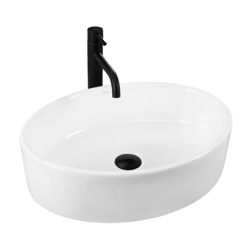 Umywalka nablatowa Fonda 50 cm biała eliptyczna – ceramika sanitarna, elegancka i trwała, idealna do nowoczesnej łazienki.