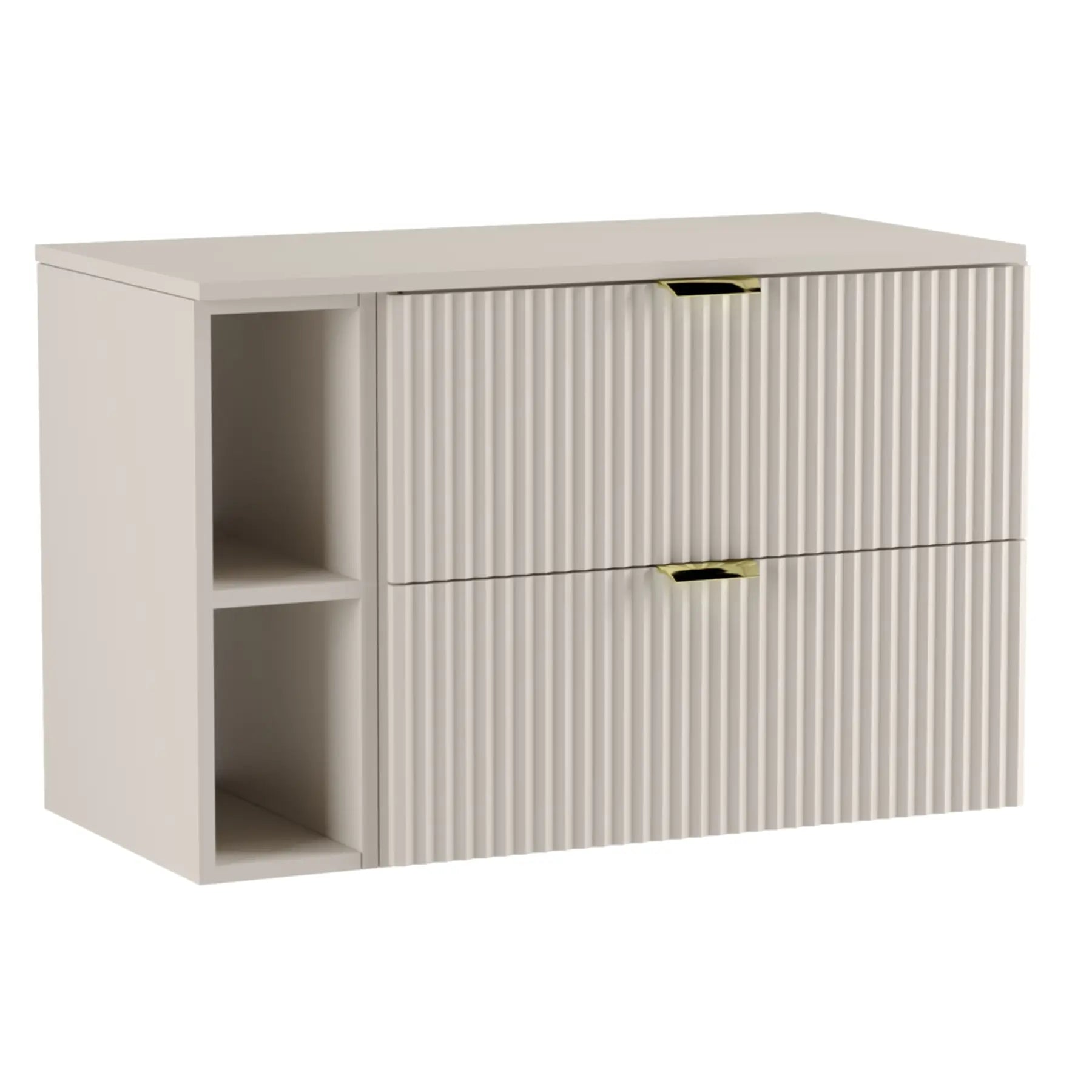 Waschtischunterschrank Willy, 100 cm breit, in der Farbe Kaschmir mit elegantem Design.