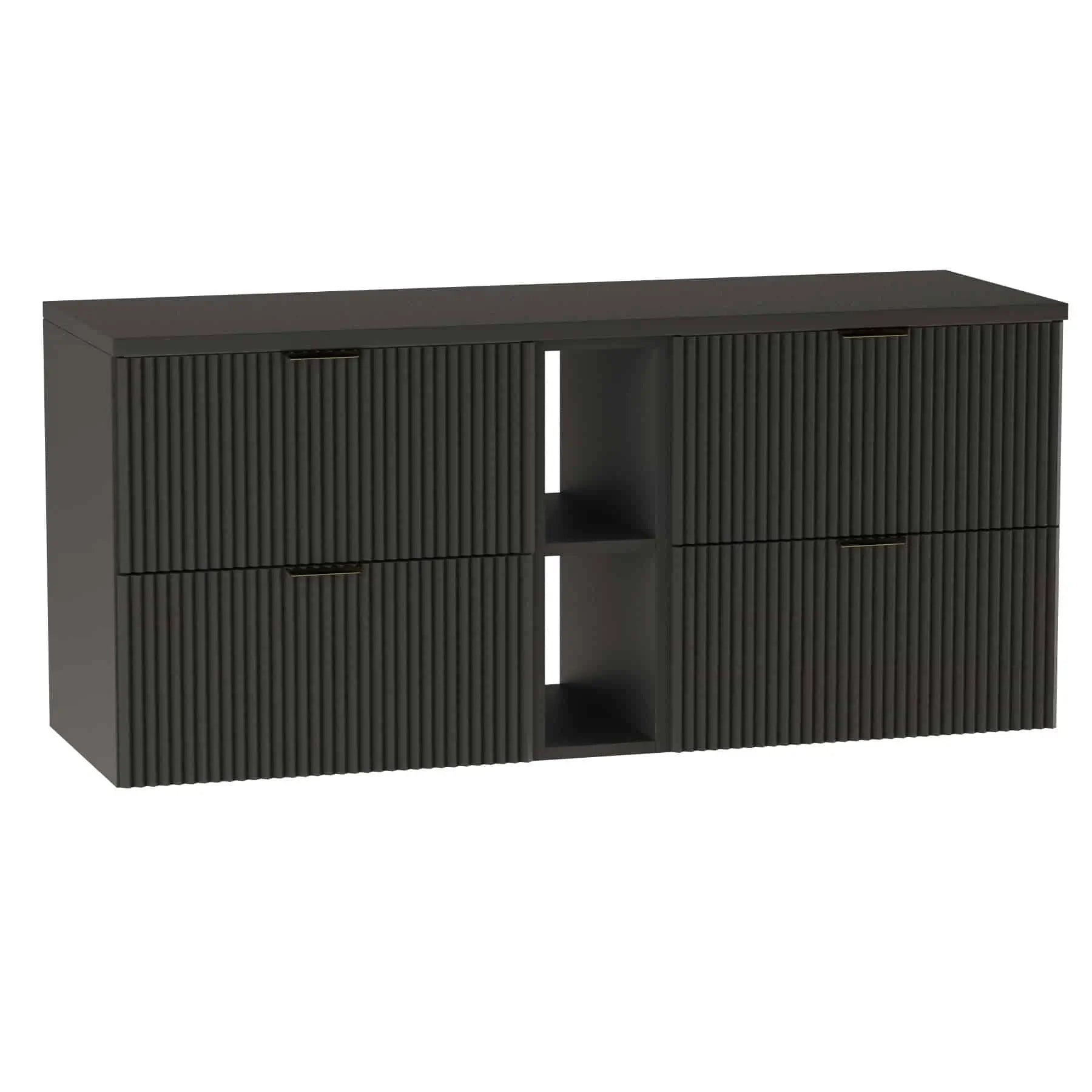 Waschtischunterschrank 140 cm Willy in elegantem Schwarz für stilvolle Badezimmer.