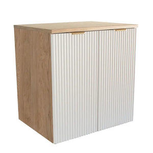 Funktionaler Waschtischunterschrank Willy, 60 cm, in Weiß/Walnuss, ausgestattet mit praktischen Türen für zusätzlichen Stauraum.