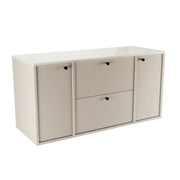 Waschtischunterschrank Belino 120 cm Kaschmir mit glatten Fronten, 2 Türen, 2 SOFT-CLOSE-Schubladen und Oberplatte in Marmor Bianco.