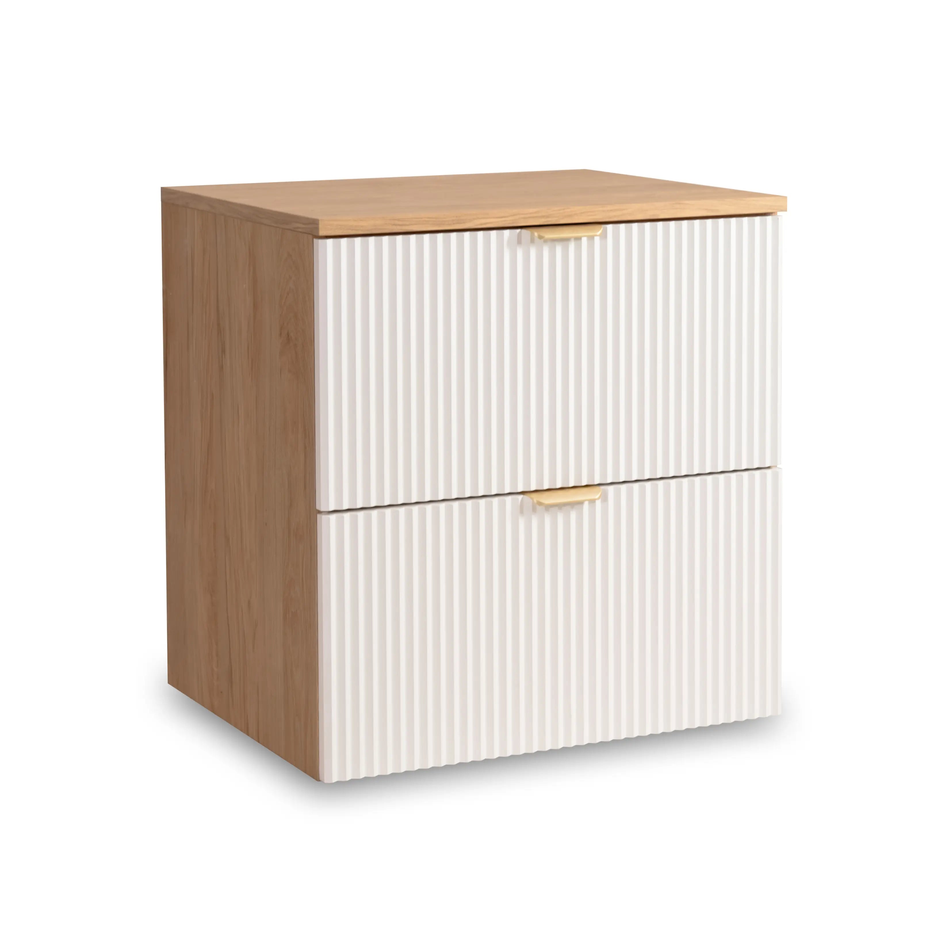 Geräumiger Waschtischunterschrank Willy, 60 cm, in Weiß/Walnuss für elegantes Badezimmer.