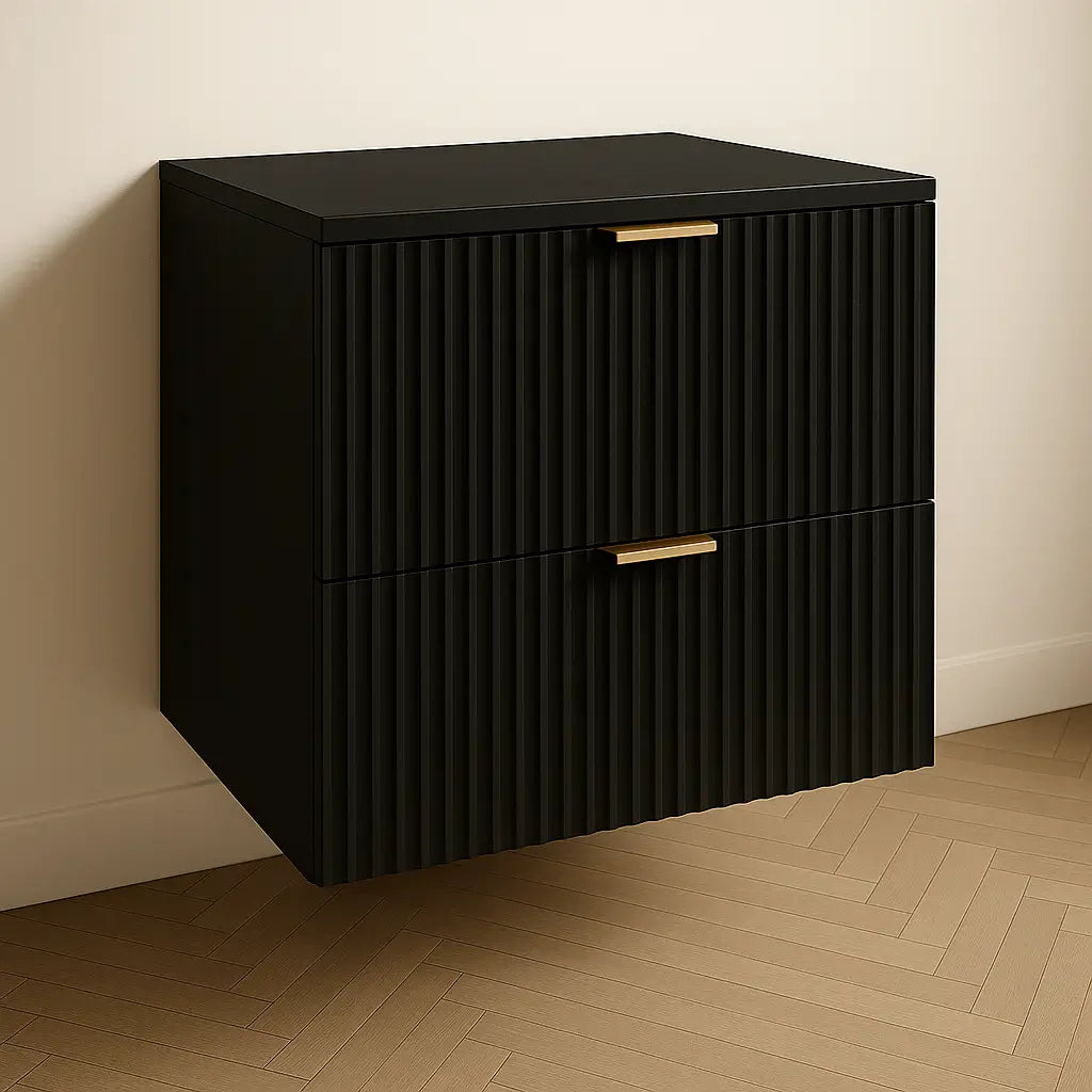 Eleganter Waschtischunterschrank Willy, 60 cm, in Schwarz für funktionale Badezimmer.