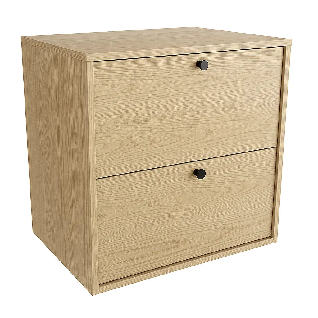 Belino Waschtischunterschrank 60 cm in Eiche Cremona mit zwei Soft-Close-Schubladen für modernes Badezimmer.