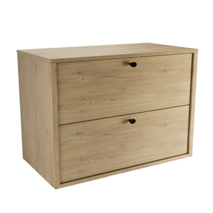 Belino Waschtischunterschrank 80 cm in Cremona Eiche mit glatten, zurückgesetzten Fronten und passender Arbeitsplatte für stilvolles Badezimmer.