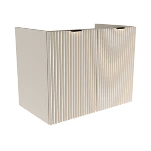 Waschtischunterschrank 80 cm in Kaschmir mit geriffelten Türen und schwarzen oder goldenen Griffen, ohne Waschbecken/Oberteil.