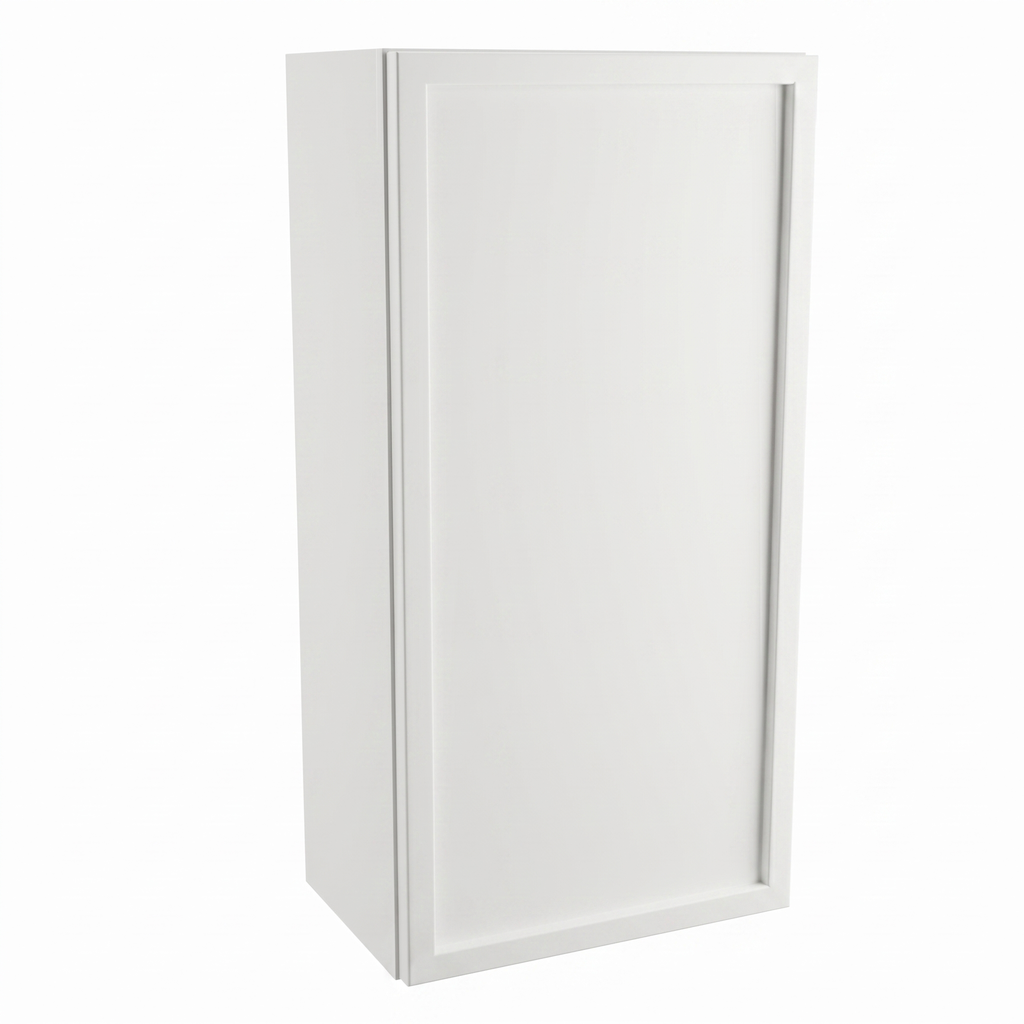 Wisząca szafka łazienkowa Roma 30 cm w kolorze białym z systemem push-to-open i półką wewnętrzną, nowoczesny mebel do łazienki.
