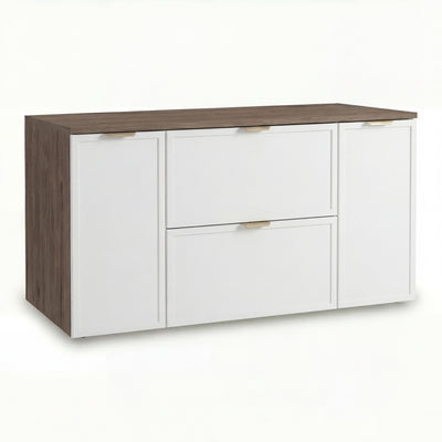 Szafka pod umywalkę z drzwiami i szufladami 120 cm Roma - Biały/Ciemny Orzech