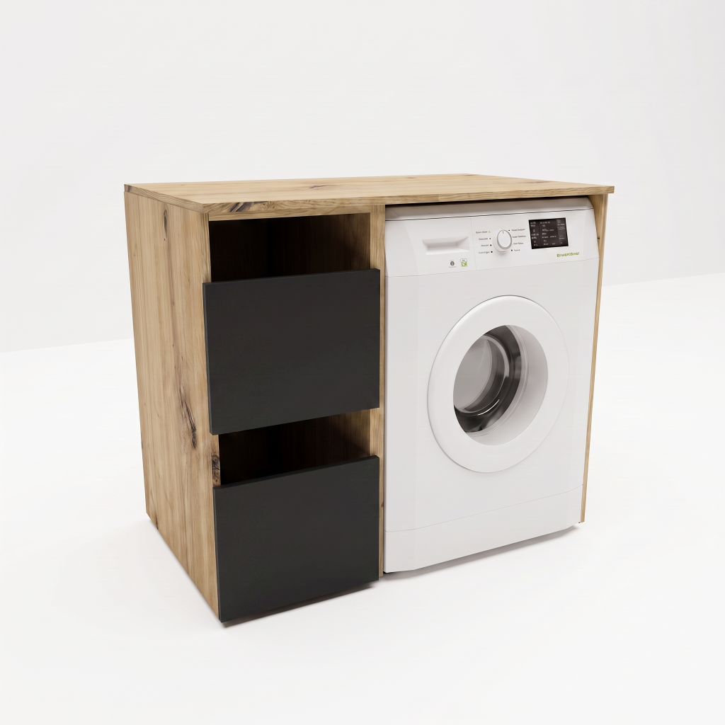 Zestaw mebli Orio Czarny Dąb artisan do pralni z szafką pod pralkę i szafką 40 cm