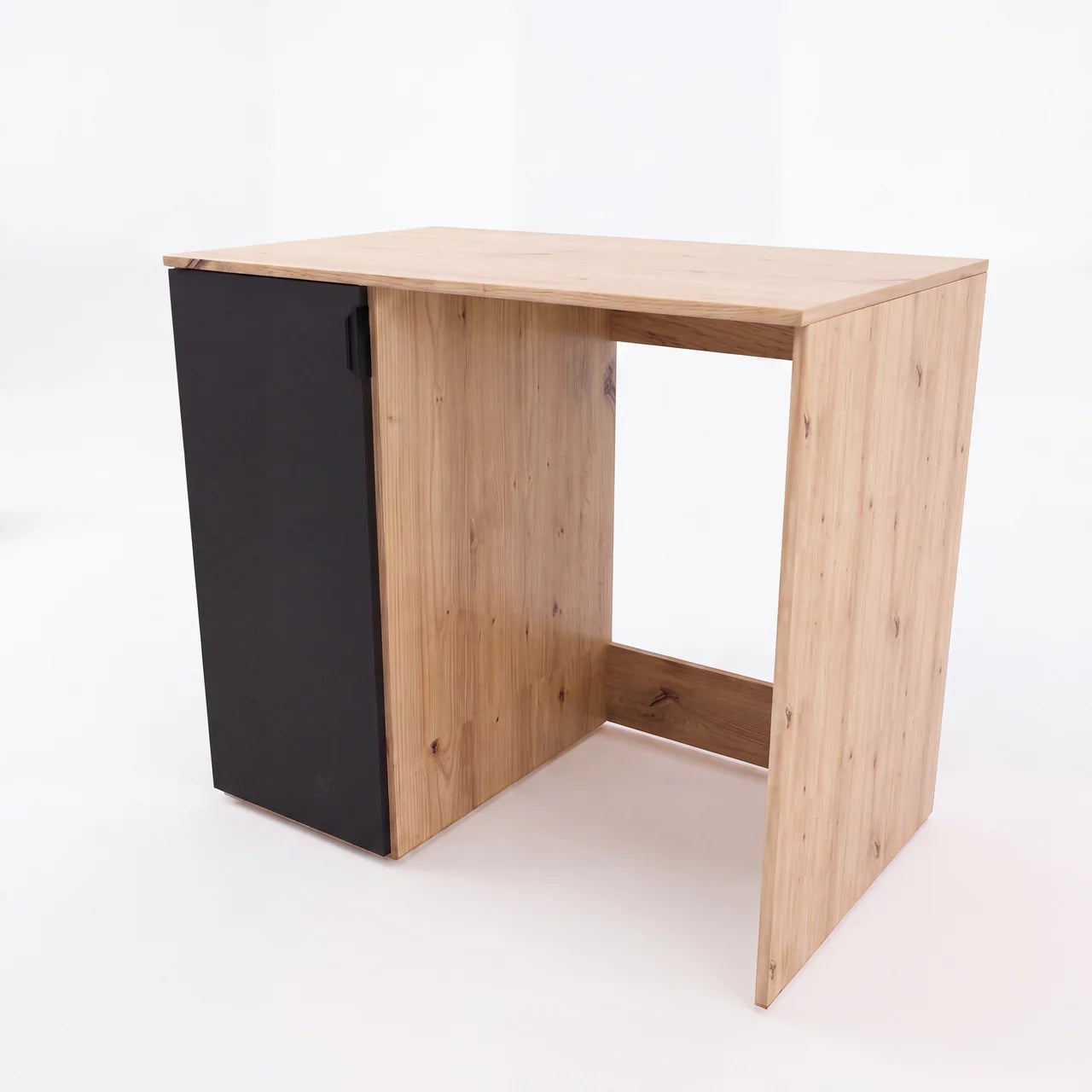 Zestaw mebli do pralni Orio z czarnym frontem i korpusem w kolorze Dąb artisan, składający się z szafki pod pralkę oraz pojemnej szafki 40 cm.