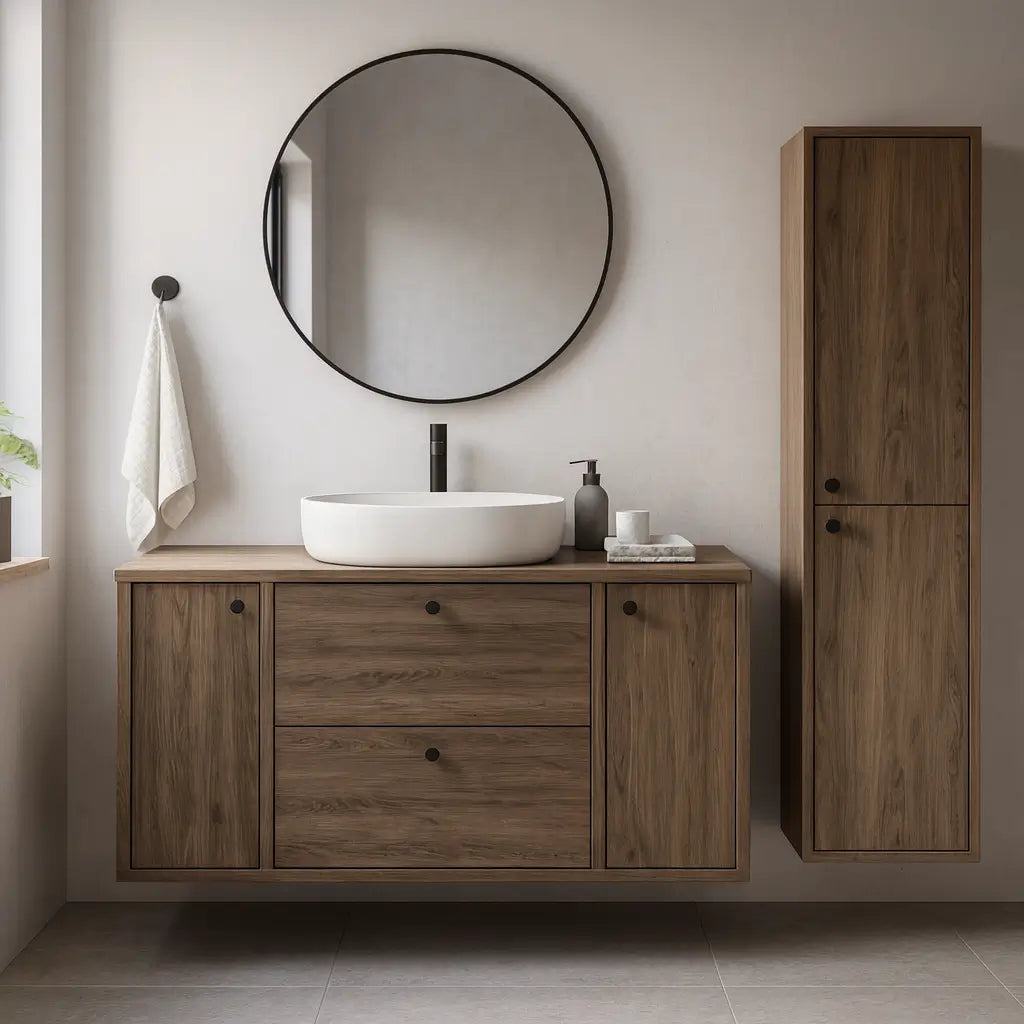 Szafka pod umywalkę z 2 drzwiami i 2 szufladami 120 cm Belino - Ciemny Orzech