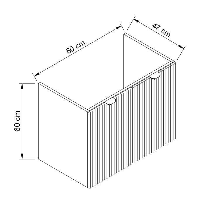 Szafka pod umywalkę z drzwiami ryflowanymi, bez blatu 80 cm Willy - Szałwiowy/Orzech