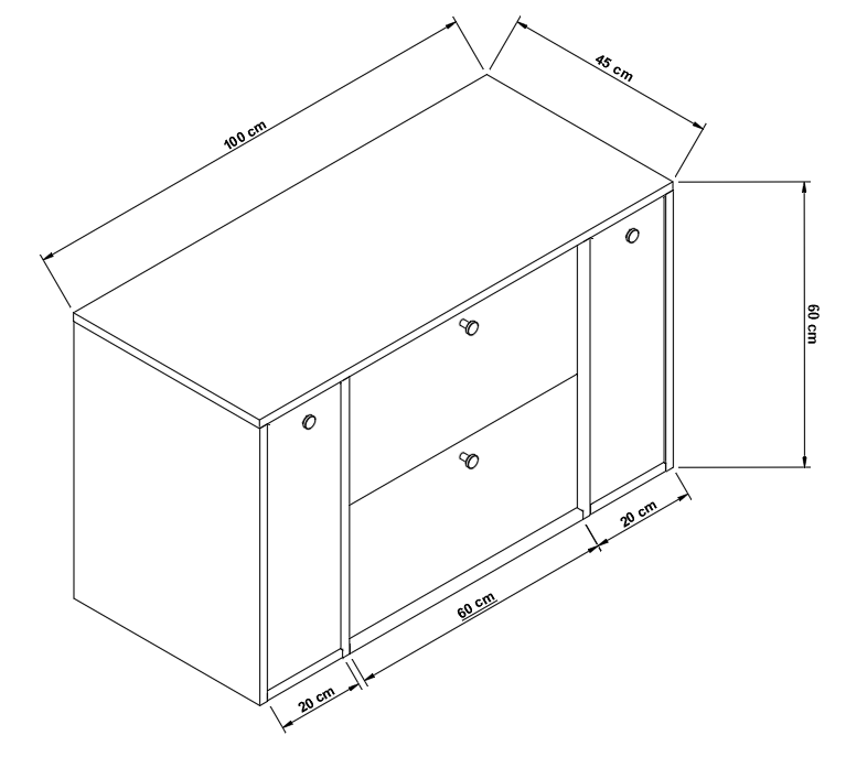 Szafka pod umywalkę z 2 regałami zamkniętymi 100 cm Belino - Kaszmir/Marmur Czarny