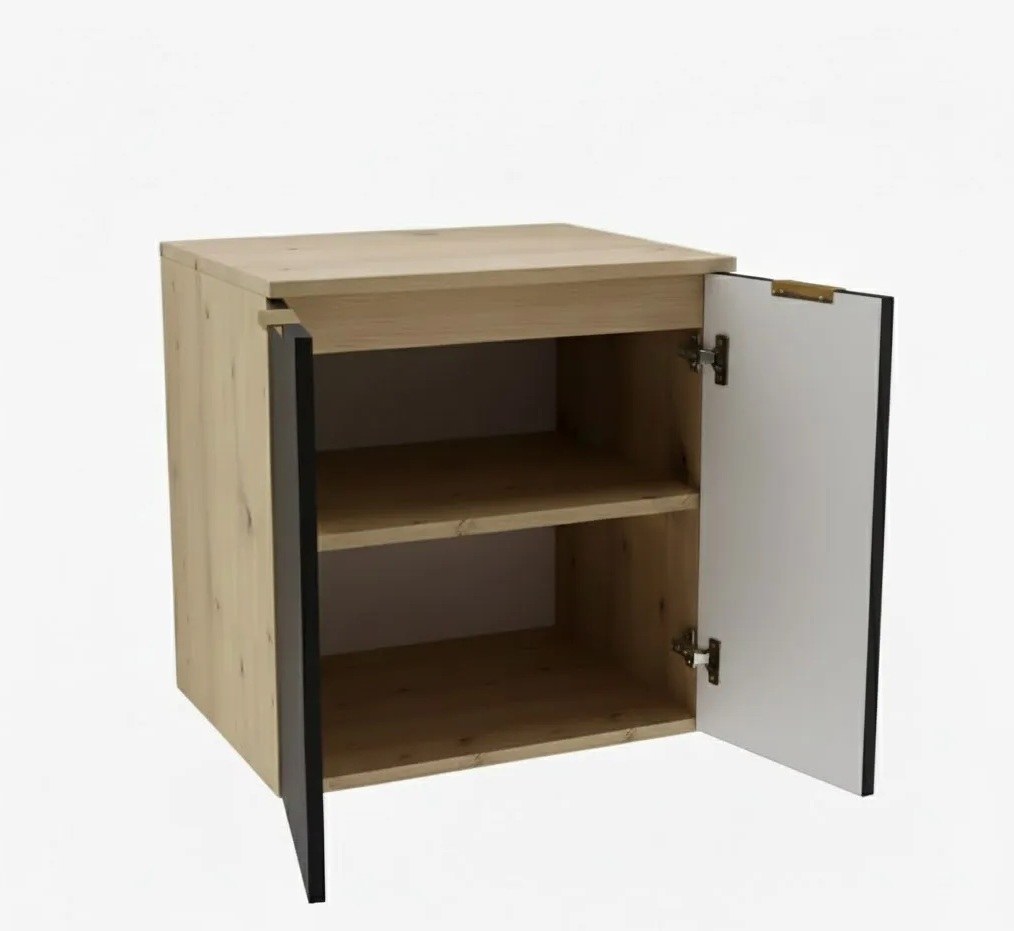 Szafka łazienkowa z drzwiami gładkimi Czarna/Dąb artisan 60 cm Orio