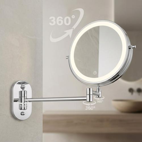 Lustro ścienne dwustronne kosmetyczne LED Glow - Chrom