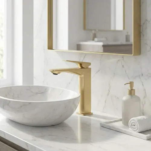 Niska bateria umywalkowa Prime - Złota