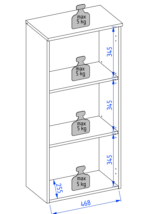 Słupek 50 cm z blatem Elite biały połysk