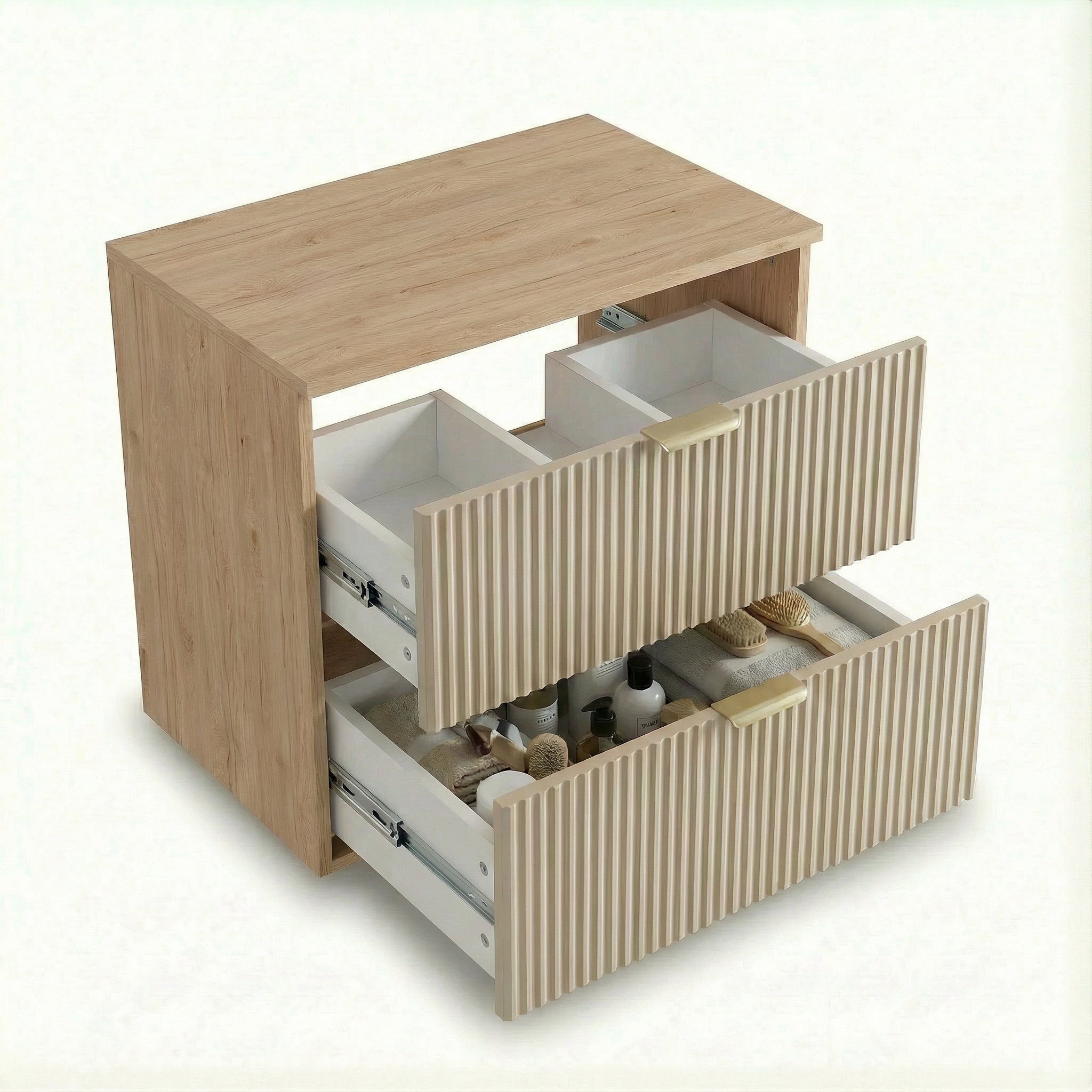 Szafka pod umywalkę 100 cm z regałem Willy - Kaszmir/Orzech