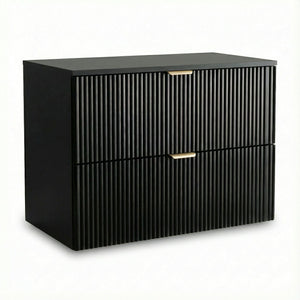 Szafka pod umywalkę z ryflowanymi frontami 80 cm Willy - Czarny