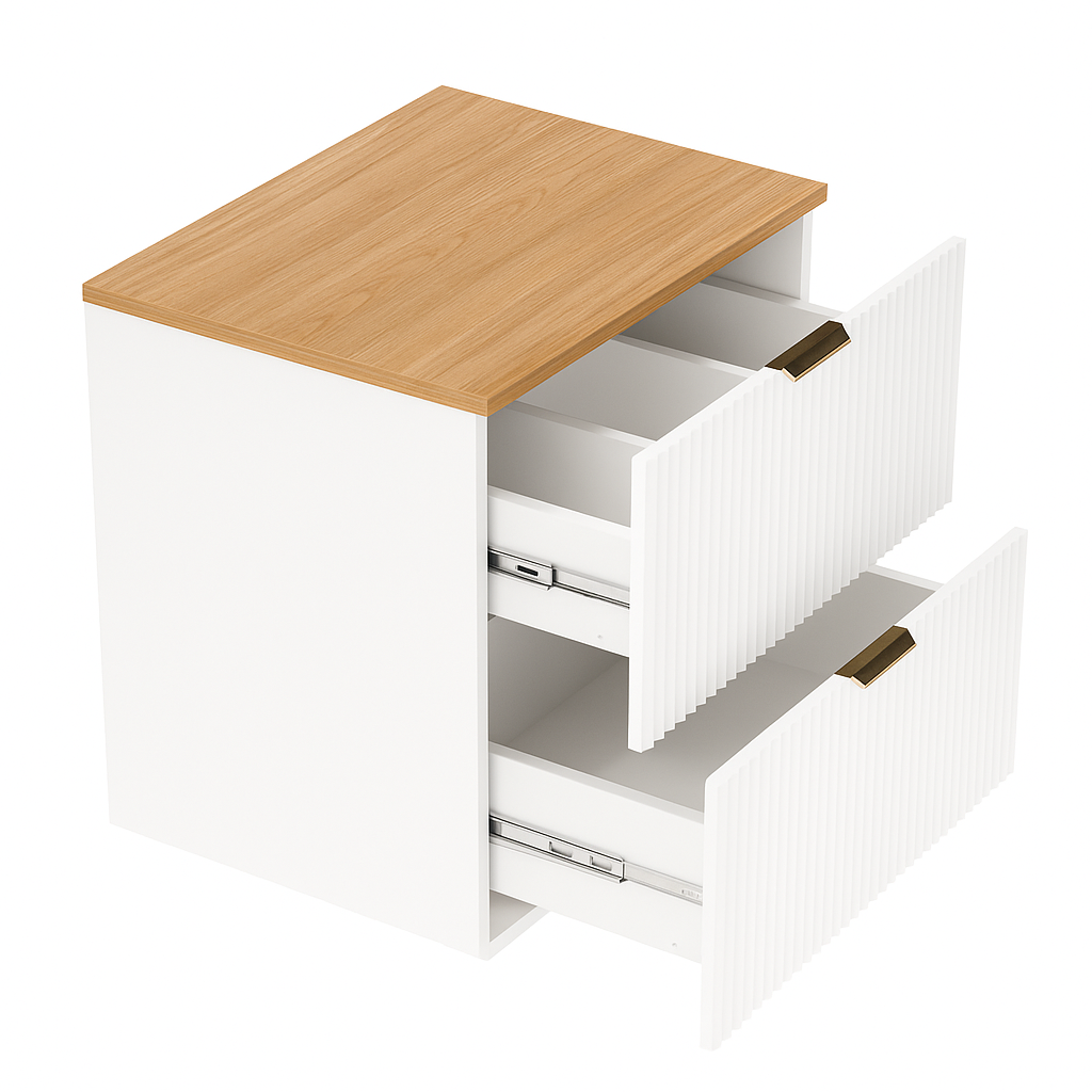 Szafka pod umywalkę 140 cm z regałem Willy - Biały / blat Orzech