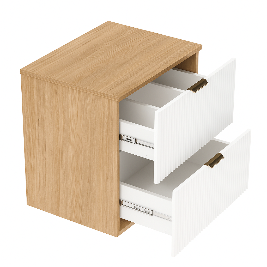 Szafka pod umywalkę z szufladami 120 cm Kaszmir Willy - Biały / Orzech