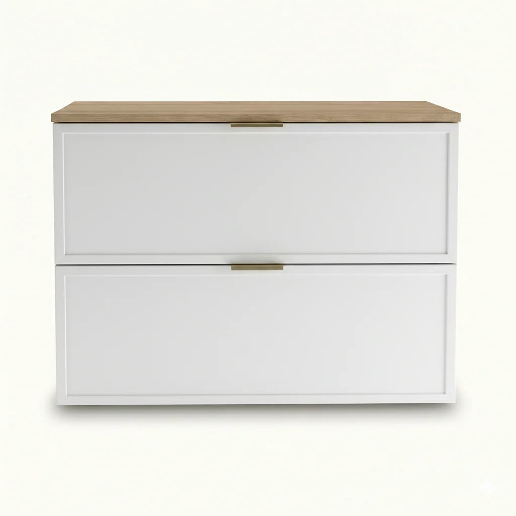 Szafka pod umywalkę z szufladami 80 cm Roma - Biały/Dąb Cremona